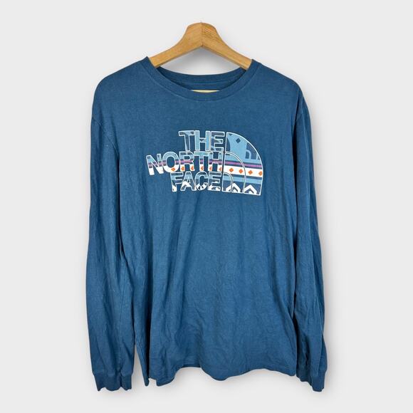 The North Face TNF Mens size Large Half Dome Long Sleeve Graphic T-Shirt Blue - Picture 1 of 9